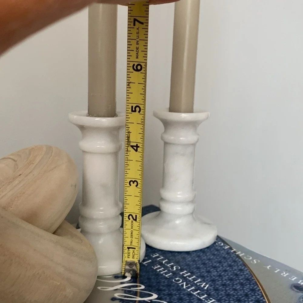 Set of two marble candlesticks‎ MCM vintage modern glam contemporary